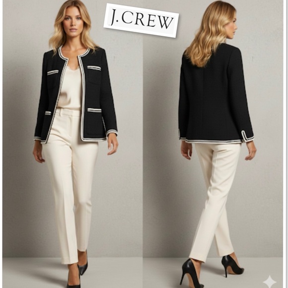 J. Crew Jackets & Blazers - NWT LONGER J CREW LADY TWEED JACKET IN BLACK/ WHITE Size 8